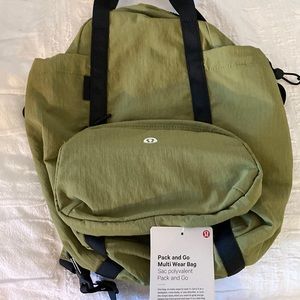 Nwt lululemon pack and go multi wear bag color green bronze
